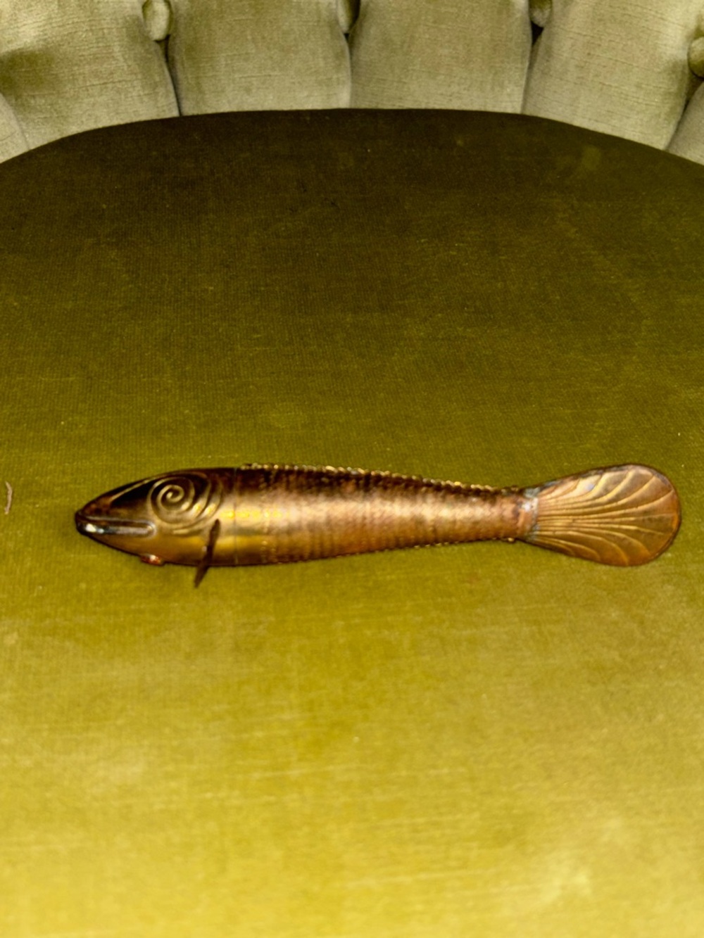 Vintage Median Style Articulated Fish Figure Brass - Picture 7 of 9